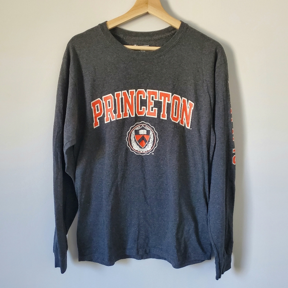 Champion Princeton University UNISEX Long Sleeve T-Shirt Sz. M Heather Grey